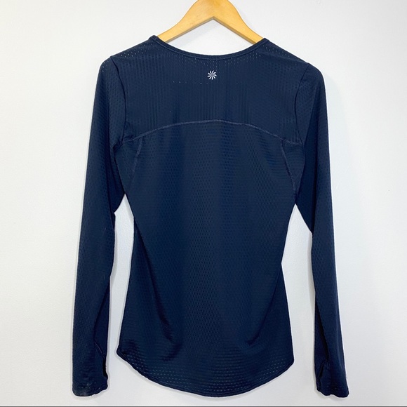 Athleta Chi Dot Mesh Navy Blue Top - Picture 3 of 10